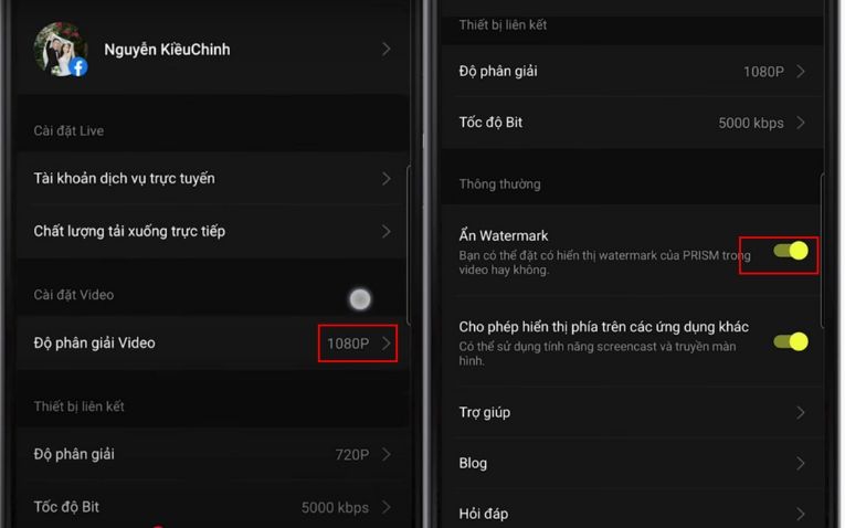Bước 3: Cài đặt cấu hình trước khi livestream